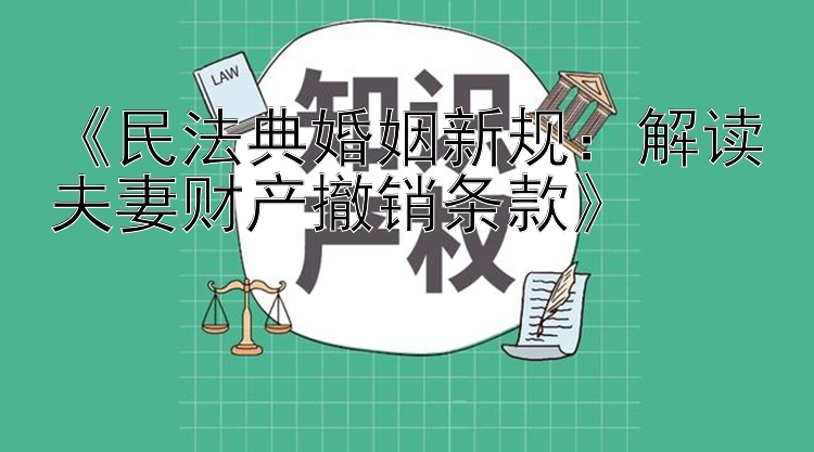 《民法典婚姻新规：解读夫妻财产撤销条款》