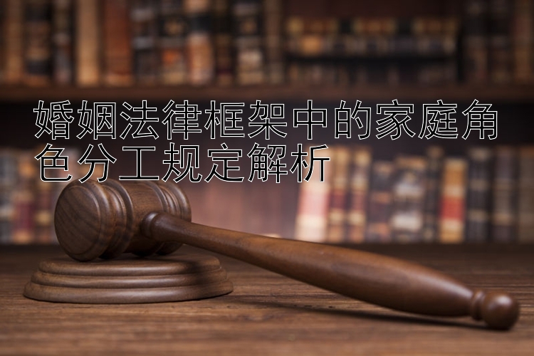 婚姻法律框架中的家庭角色分工规定解析