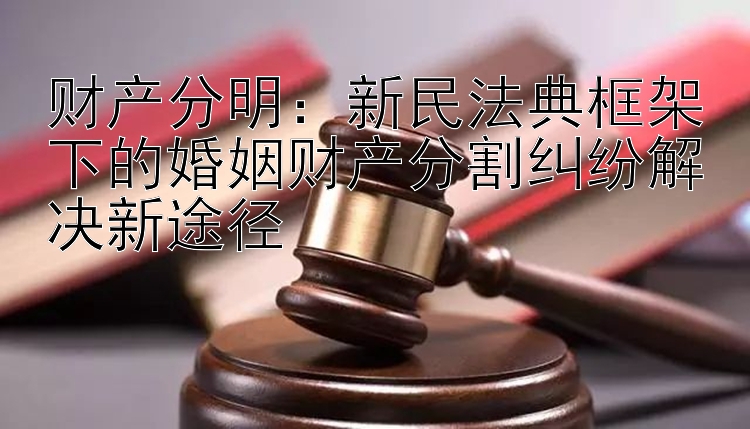 财产分明：新民法典框架下的婚姻财产分割纠纷解决新途径