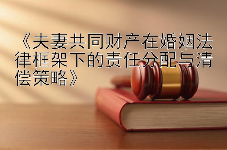 《夫妻共同财产在婚姻法律框架下的责任分配与清偿策略》