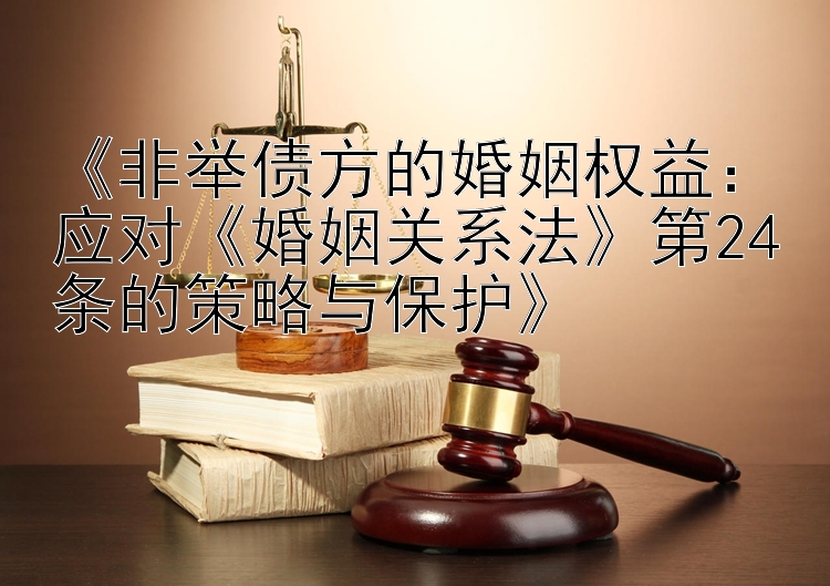 《非举债方的婚姻权益：应对《婚姻关系法》第24条的策略与保护》