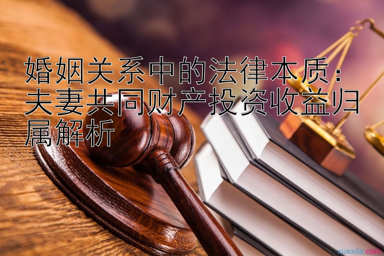 婚姻关系中的法律本质：夫妻共同财产投资收益归属解析